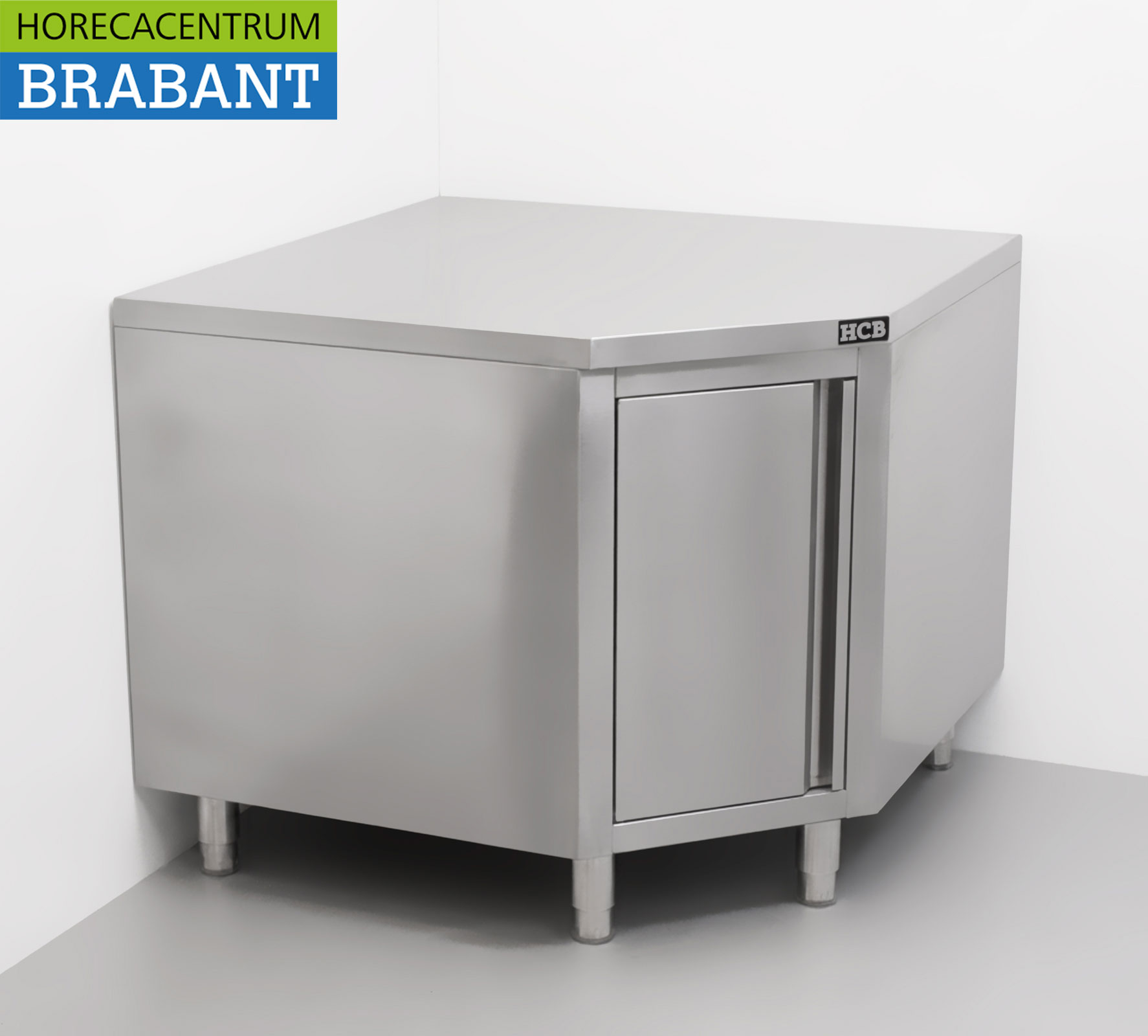 HCB Stainless Steel Work Cabinet Premium-line Corner Cabinet Folding 100 x 100 cm Catering - Image 3