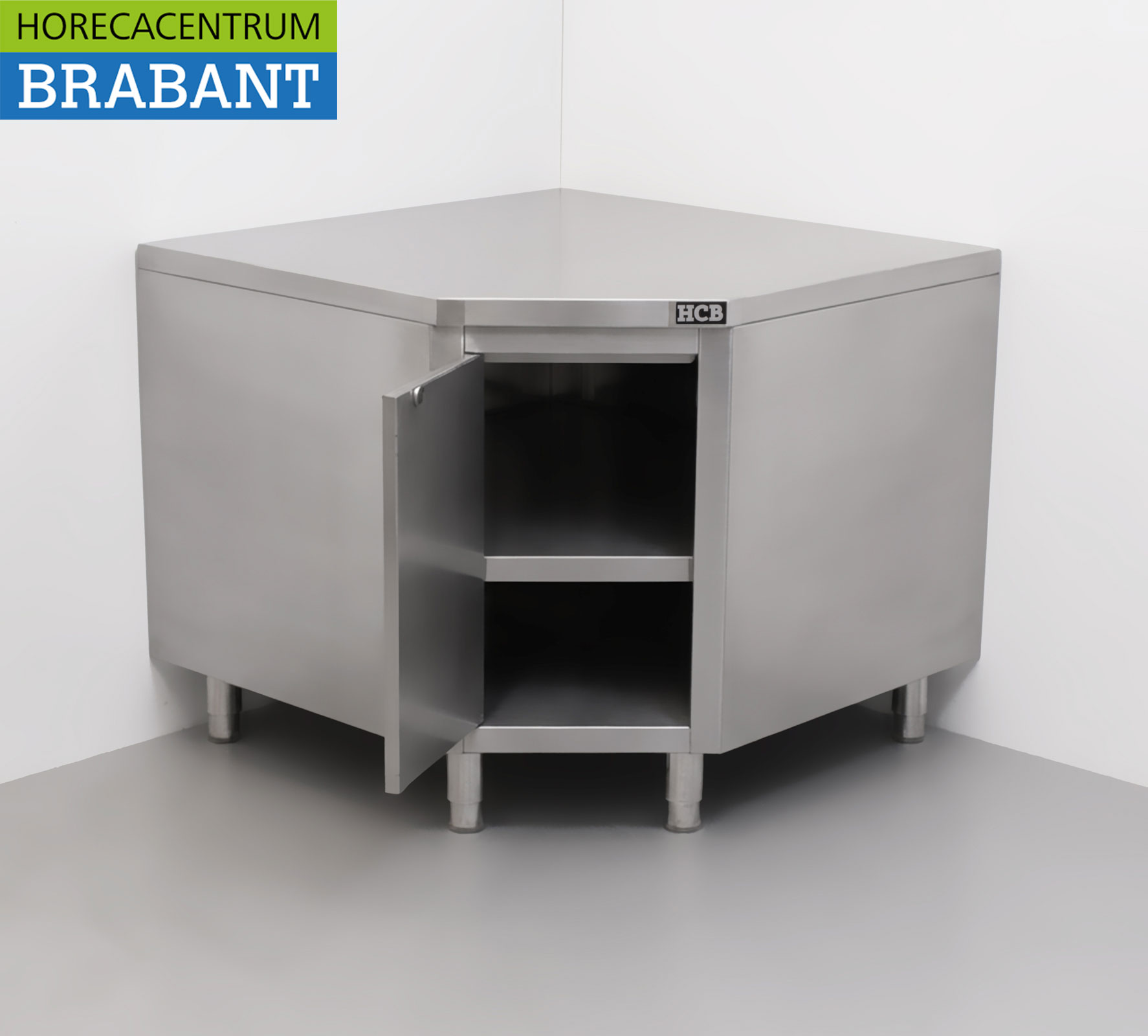 HCB Stainless Steel Work Cabinet Premium-line Corner Cabinet Folding 100 x 100 cm Catering - Image 4