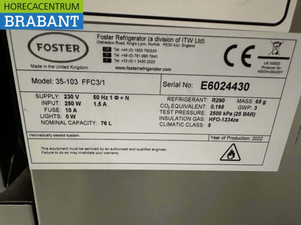 Stainless steel Foster 35-103 Flexdrawer Refrigerated Drawer Freezer Workbench Freezer Workbench 230V Catering - Image 6