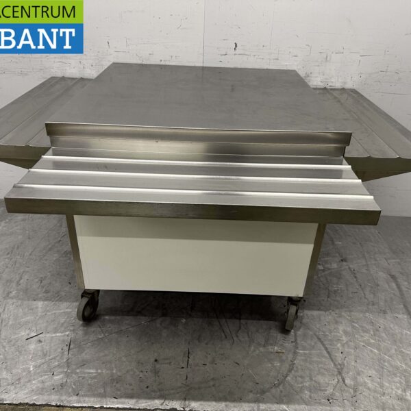 Stainless Steel Mobile Worktable Table Buffet Table On Wheels 100 x 100 x 90 cm Hospitality Industry