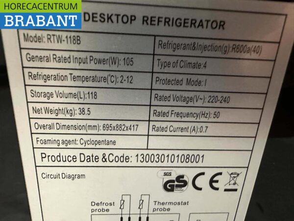 Saro Refrigerated Patisserie Display Case 118 liters 230V Catering - Image 6