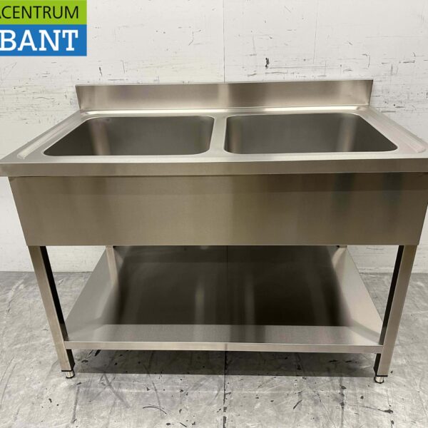 Stainless steel HCB Sink Table Sink Basin Double Sinks 120 cm Horeca