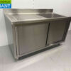 HCB Stainless Steel Sink Table Sink 2 Sliding Doors Premium-line 140 cm Horeca - Image 3
