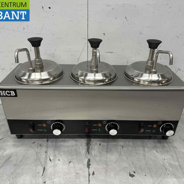Stainless steel Heated Sauce Pump Sauce Warmer 3 x 2 liters Cheese Caramel Butter Chili Fondant 230V Horeca
