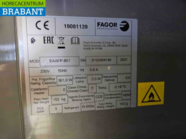 Stainless steel Fagor Refrigerator Refrigerator 543 liters 230V Bj. 2021 Hospitality - Image 5