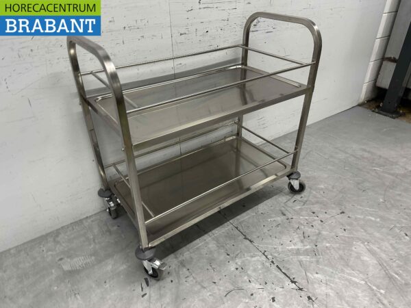 Stainless steel Serving trolley Serving trolley 2 tiers 95 cm Catering - Image 3