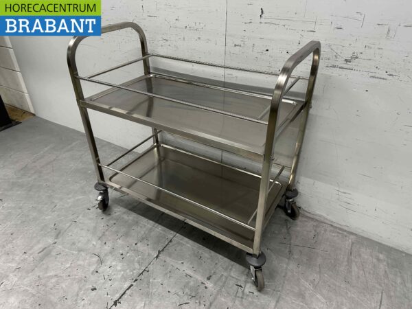 Stainless steel Serving trolley Serving trolley 2 tiers 95 cm Catering - Image 4