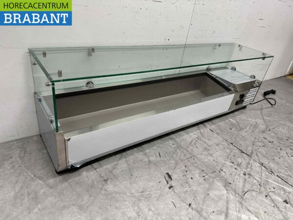 Stainless steel Top-up display case Top-up refrigerated display case saladière 7 x 1/4 GN 150 cm Horeca - Image 3