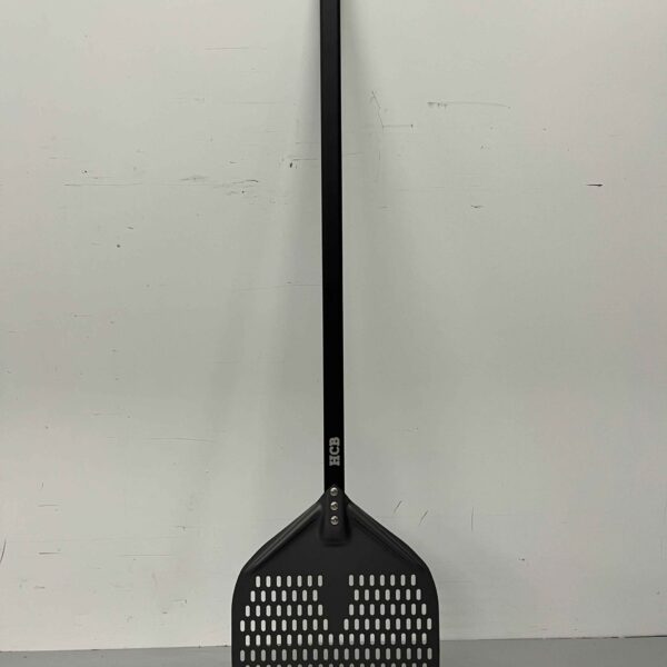 Pizza shovel hard anodized, perforated blade 30 cm, handle length 90 cm Horeca