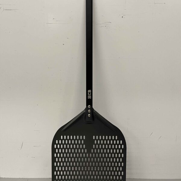 Pizza shovel hard anodized, perforated blade 35 cm, handle length 60 cm Horeca