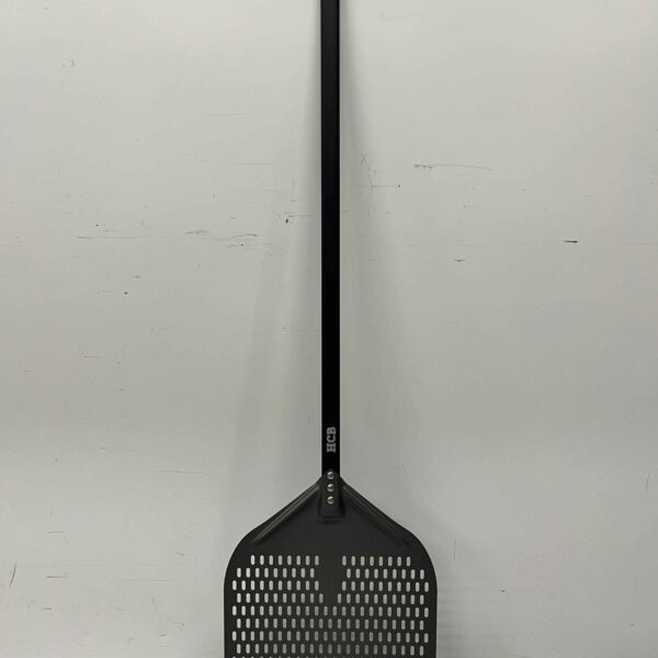 Pizza shovel hard anodized, perforated blade 35 cm, handle length 90 cm Horeca