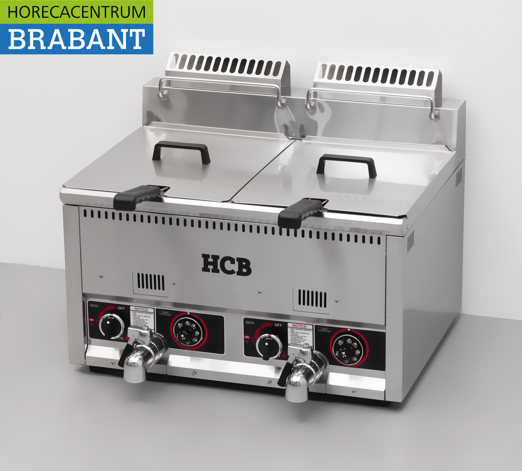 HCB Stainless Steel Double Fryer Frying 2 x 21 liter Gas Catering - Image 2