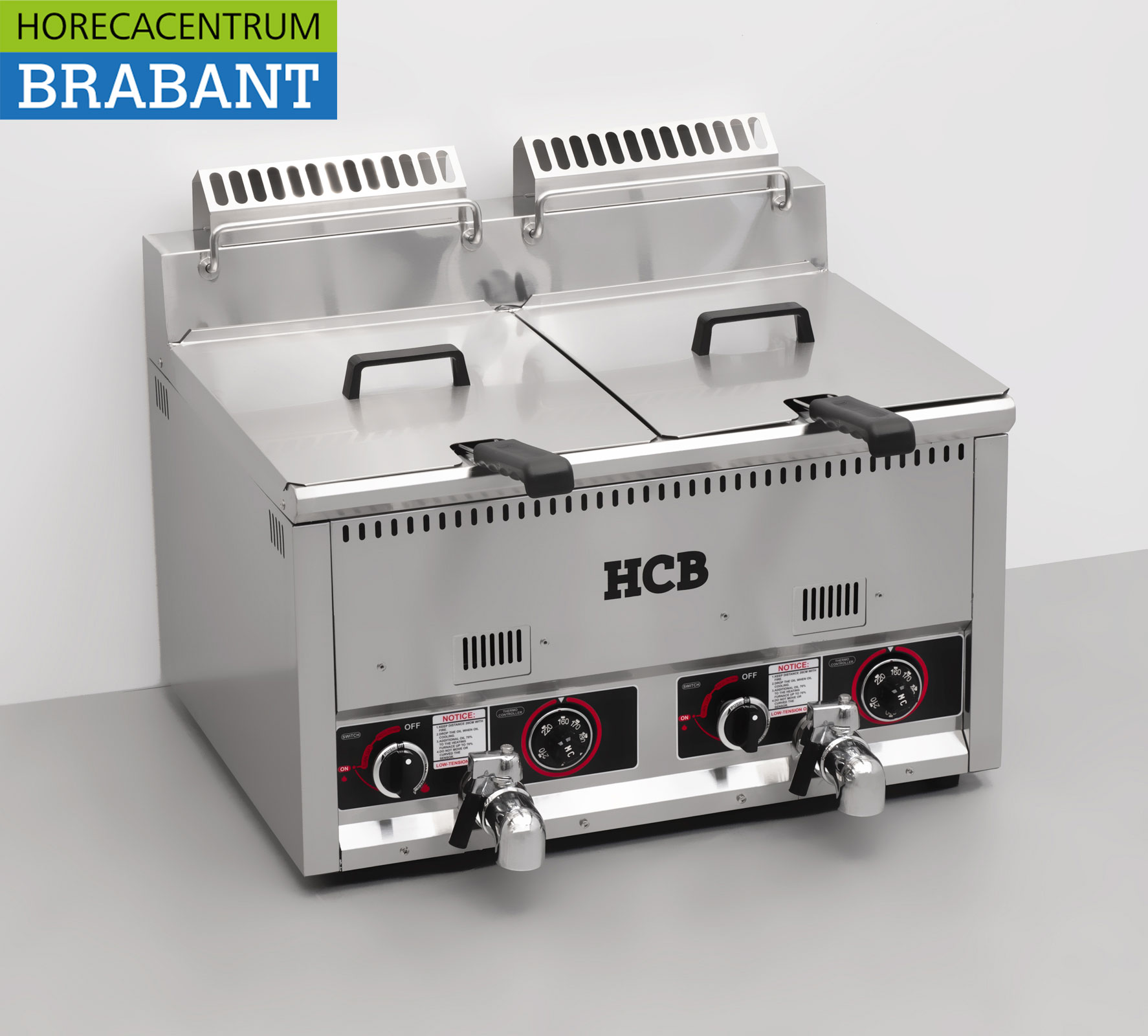 HCB Stainless Steel Double Fryer Frying 2 x 21 liter Gas Catering - Image 3