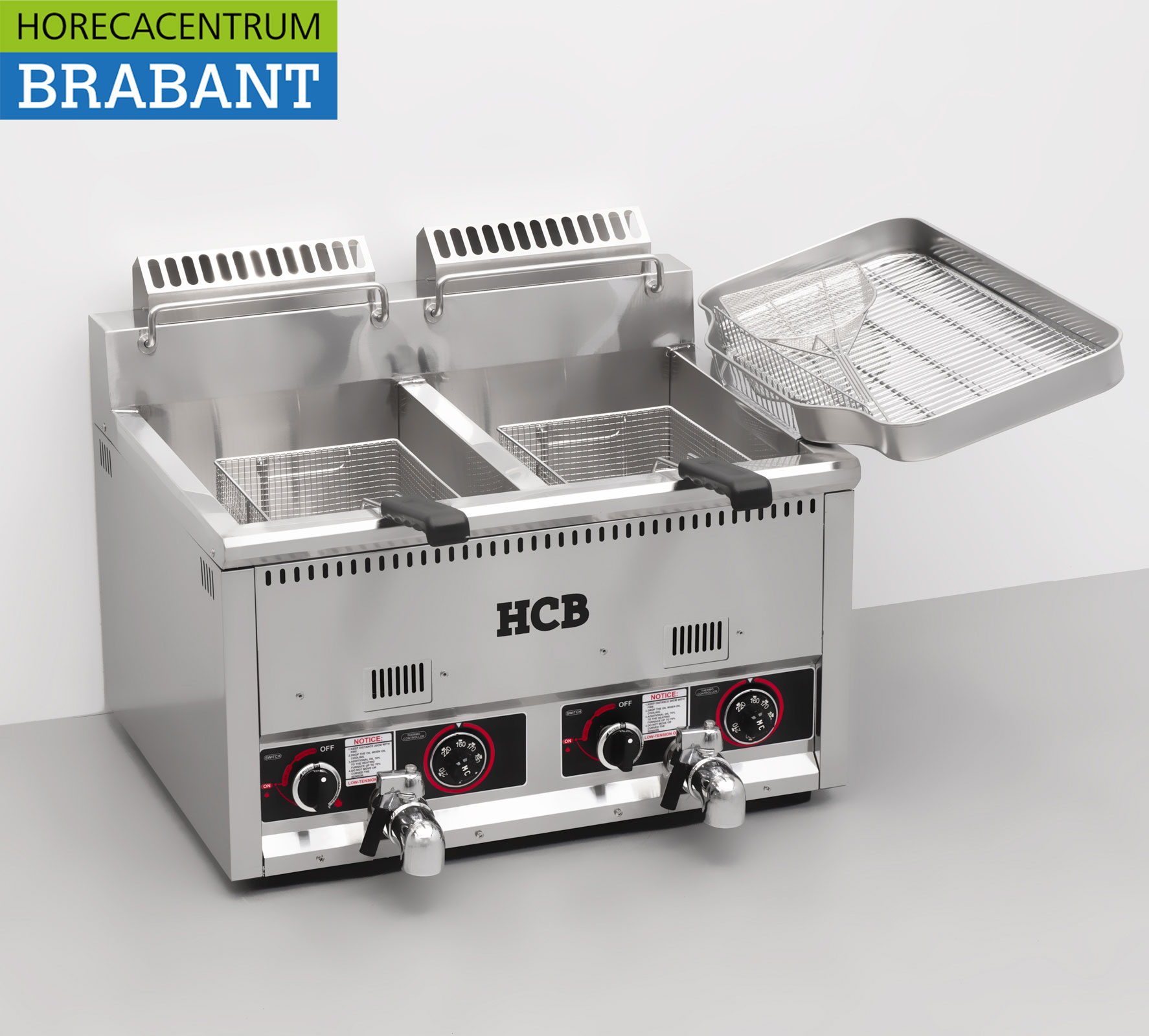 HCB Stainless Steel Double Fryer Frying 2 x 21 liter Gas Catering - Image 5