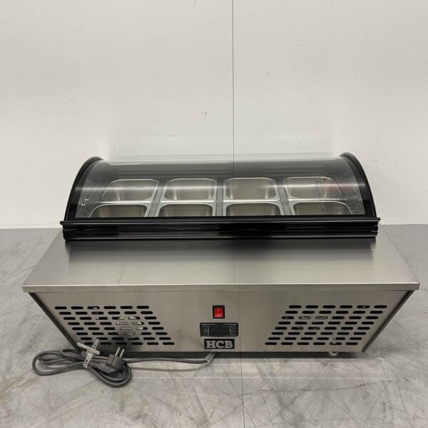 Stainless steel Top-up refrigerated display case 8 x 1/6 GN 67 liters 230V Horeca
