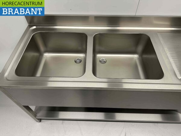 Stainless steel Sink Table double sinks Premium-line Welded model 180 cm Catering - Image 4