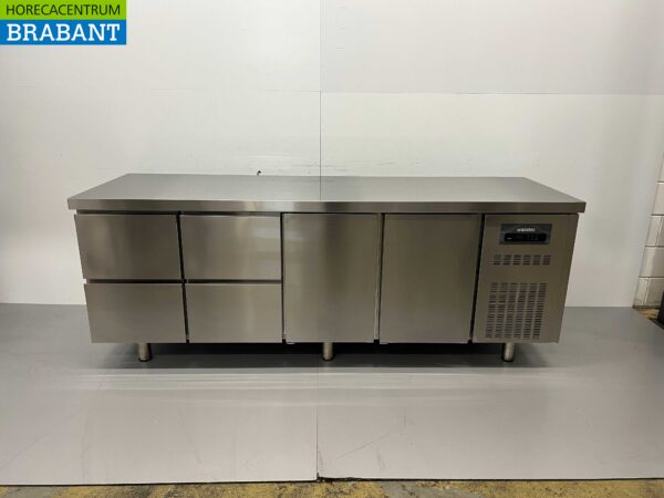 Stainless steel Coreco Premium refrigerated workbench 4 drawers and 2 doors 1/1 gastronorm 224.5 cm Horeca