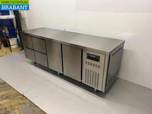 Stainless steel Coreco Premium refrigerated workbench 4 drawers and 2 doors 1/1 gastronorm 224.5 cm Horeca - Image 3