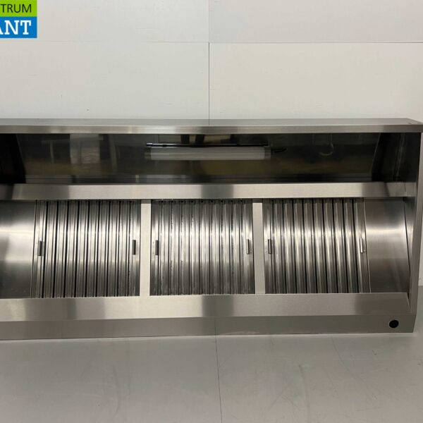 Stainless steel extractor hood Extractor hood with slat filters Premium-line 200 cm Sloping model Horeca