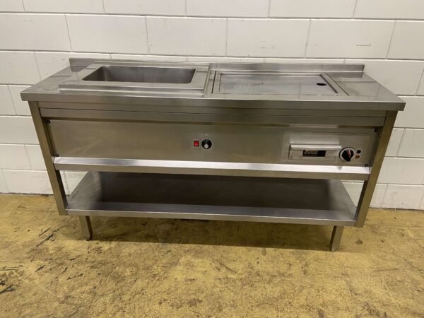 Stainless steel Menusystem griddle griddle with bain marie 165 cm 400V Horeca