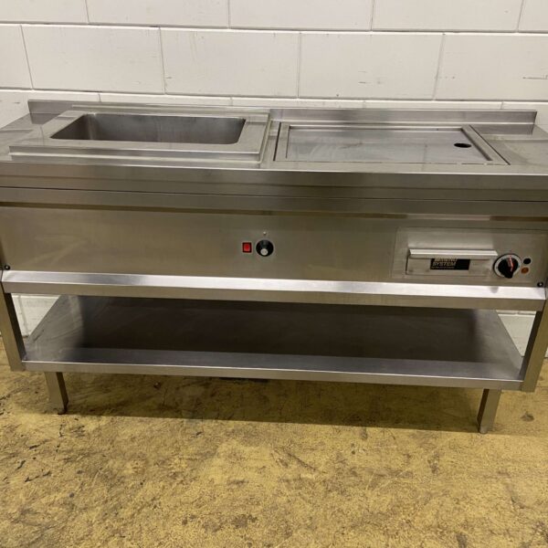 Stainless steel Menusystem griddle griddle with bain marie 165 cm 400V Horeca