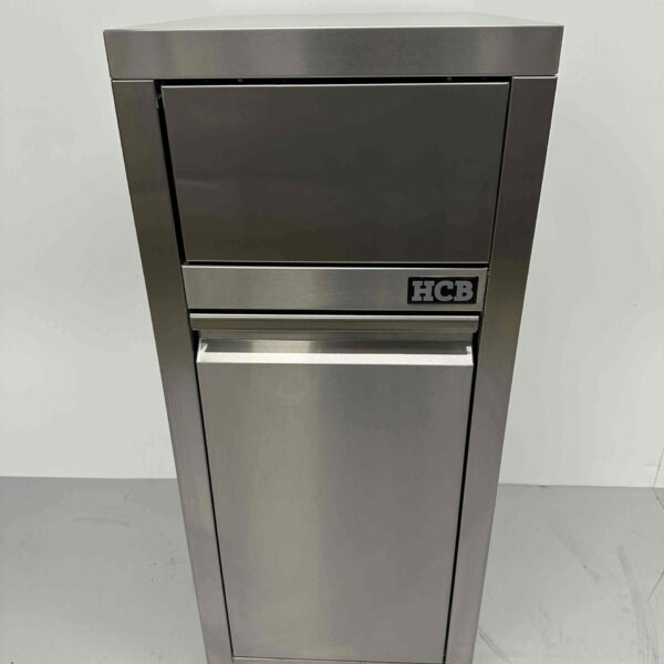 Stainless steel Wheeled Trash Can Waste Bin Premium-line Push Lid Tilt Door 50 Liters Catering