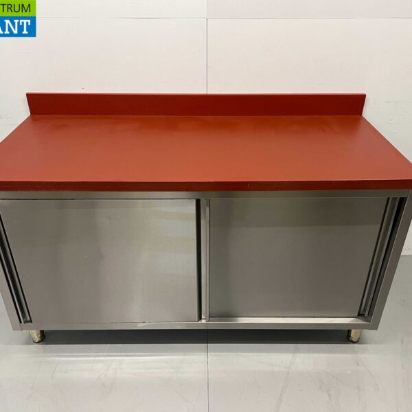 Stainless steel Polyethylene PE Work Cupboard Cabinet Cutting Table Premium-line 2 sliding doors 160 cm Catering Butchery