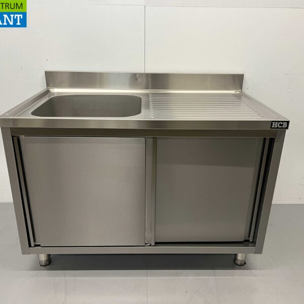 Stainless steel sink sink 2 sliding doors Premium-line 120 cm Horeca