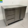 Stainless steel Work Cupboard Worktable 2 folding doors and 3 drawers 120 cm Hospitality - Image 2