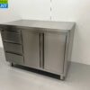Stainless steel Work Cupboard Worktable 2 folding doors and 3 drawers 120 cm Hospitality - Image 3