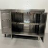 Stainless steel Work Cupboard Worktable 2 folding doors and 3 drawers 120 cm Hospitality - Image 4