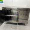 HCB stainless steel Work Cupboard Cabinet Work Table 2 folding doors and 3 drawers 120 cm Hospitality - Image 4