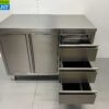 HCB stainless steel Work Cupboard Cabinet Work Table 2 folding doors and 3 drawers 120 cm Hospitality - Image 5