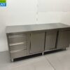 Stainless Steel Work Cupboard Cabinet Work Table 2 sliding doors and 3 drawers and waste bin 200 cm Catering - Image 2