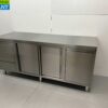 Stainless Steel Work Cupboard Cabinet Work Table 2 sliding doors and 3 drawers and waste bin 200 cm Catering - Image 3
