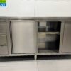 Stainless Steel Work Cupboard Cabinet Work Table 2 sliding doors and 3 drawers and waste bin 200 cm Catering - Image 5