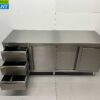 Stainless Steel Work Cupboard Cabinet Work Table 2 sliding doors and 3 drawers and waste bin 200 cm Catering - Image 7