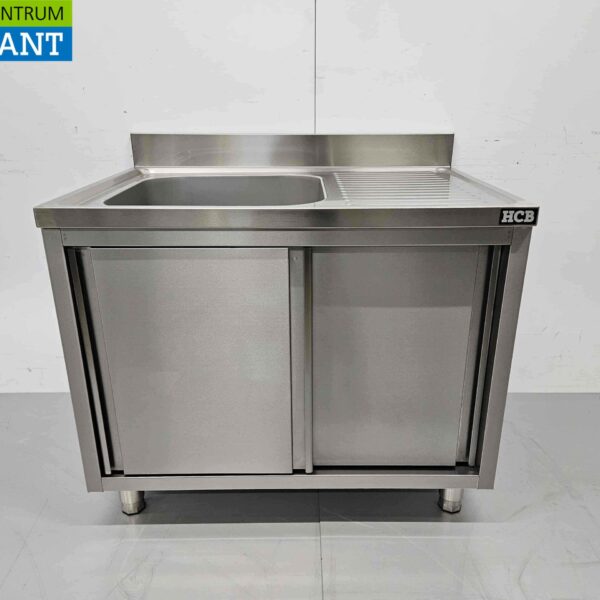 Stainless steel sink sink Premium-line 2 sliding doors 100 cm Horeca