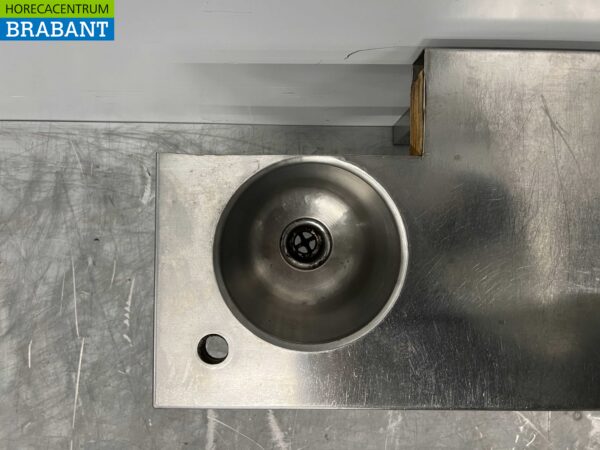 Stainless steel Wall Shelf 98 x 31.5 cm with small sink Catering - Image 4