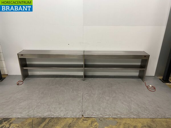 Stainless steel warming bridge Heated etagere 299 cm Horeca