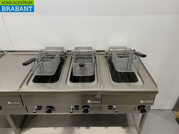 Stainless steel Mareno Baking line Electric griddle and 3 fryers 240 cm 400V Horeca - Image 4