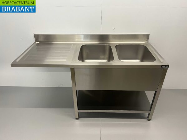 Stainless steel Sink table double sinks Premium-line 160 cm Horeca