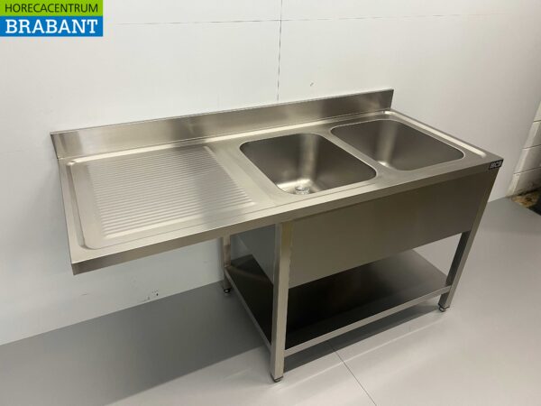 Stainless steel Sink table double sinks Premium-line 160 cm Horeca - Image 3