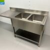 Stainless steel Sink table double sinks Premium-line 160 cm Horeca - Image 2