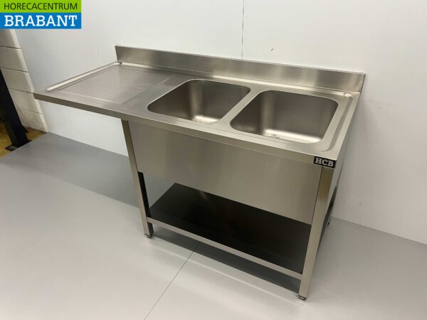 Stainless steel Sink table double sinks Premium-line 160 cm Horeca - Image 2