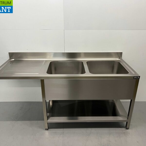 Stainless steel Sink table double sinks Premium-line 180 cm Horeca
