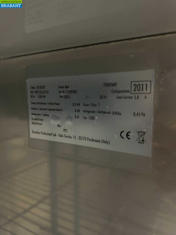 Stainless steel Zanussi Double door 2-door Refrigerator 1300 liters 230V Horeca - Image 5