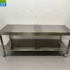 Stainless Steel Mobile Work Table On Wheels 200 x 70 x 85 cm Catering