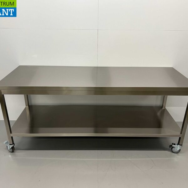 HCB Stainless Steel Mobile Work Table On Wheels 200 x 70 x 85 cm Catering