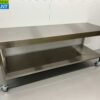 Stainless Steel Mobile Work Table On Wheels 200 x 70 x 85 cm Catering - Image 2